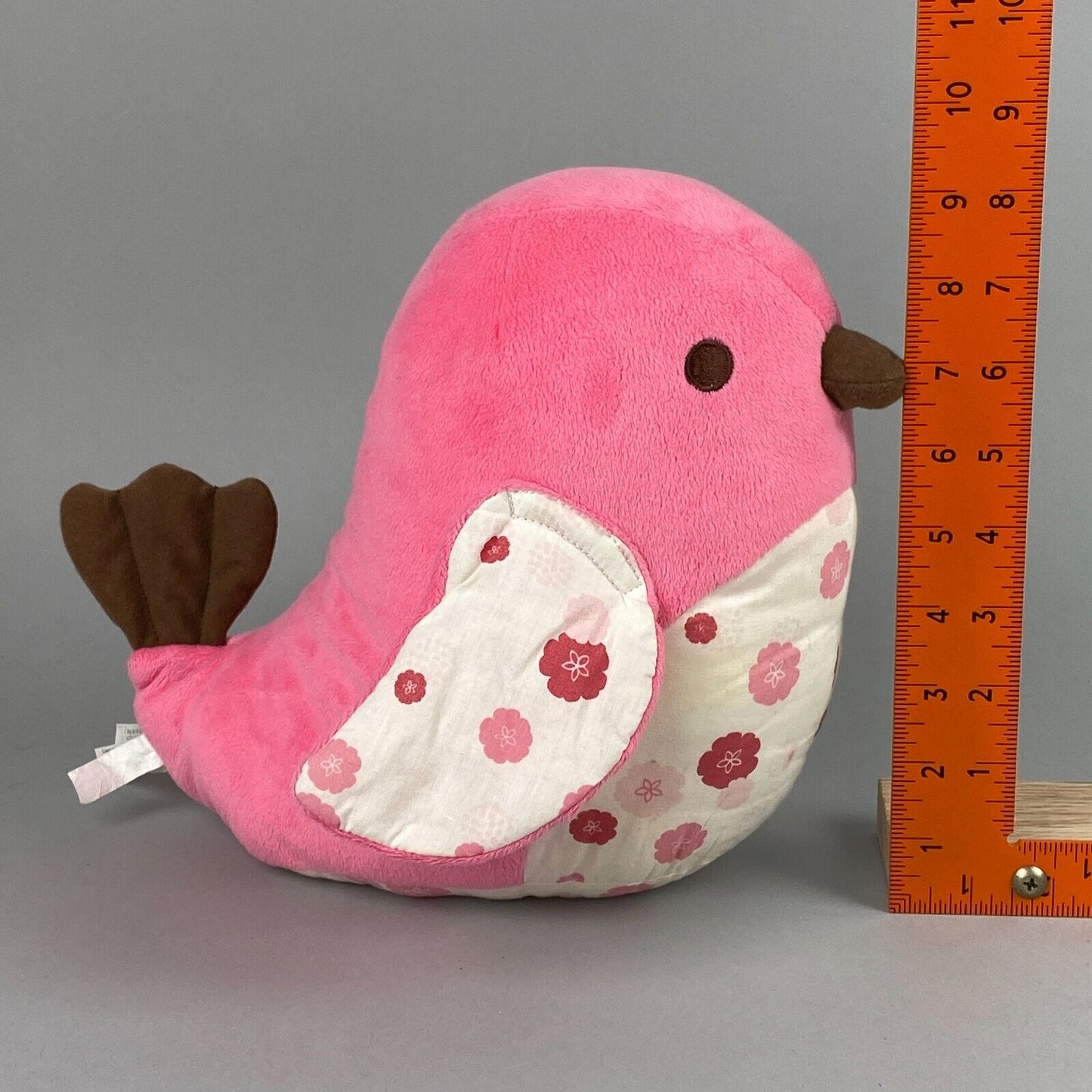 Skip & Hop Pink Flowery Bird Plush 9in