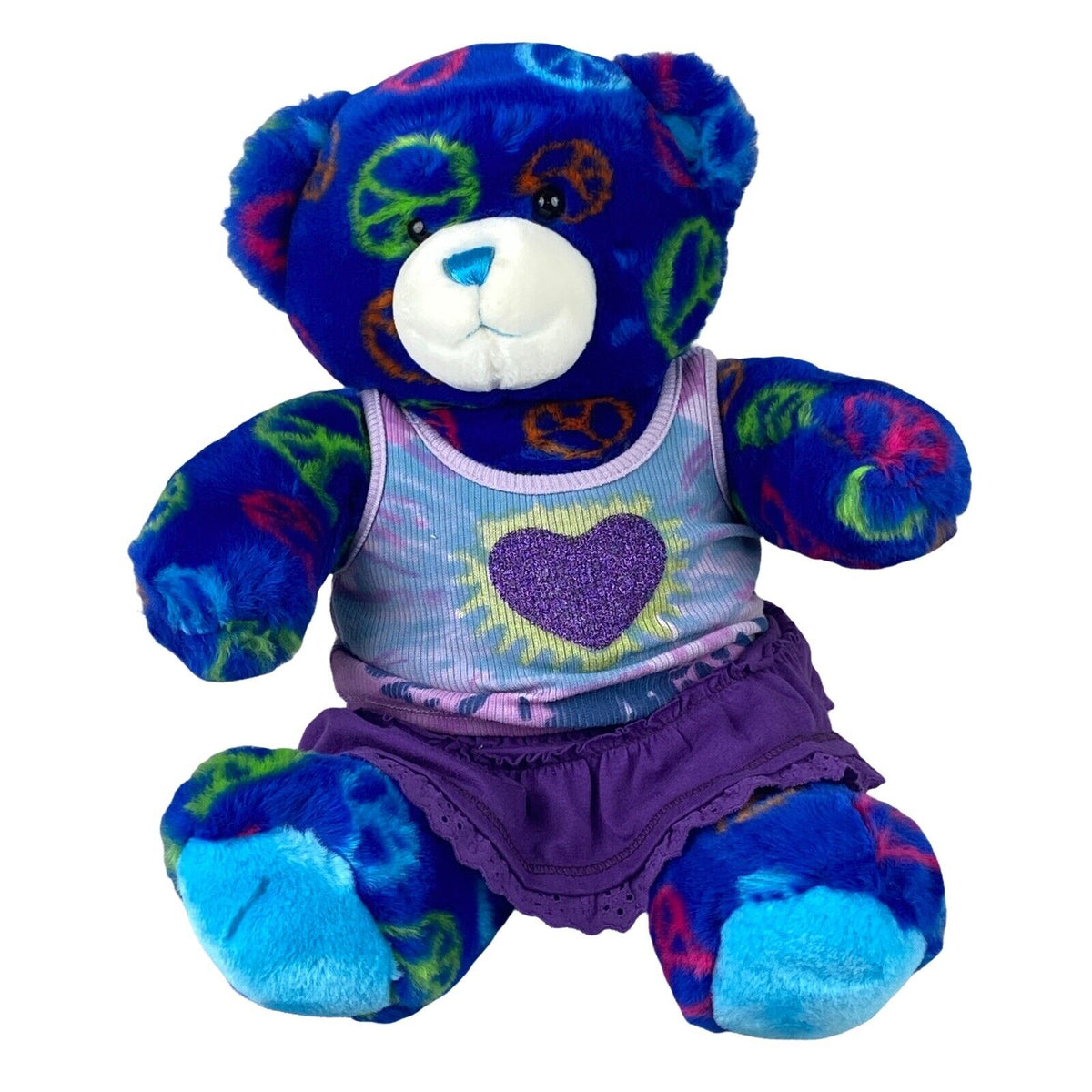 Build A Bear Groovy Peace Sign Teddy Bear Plush 14"