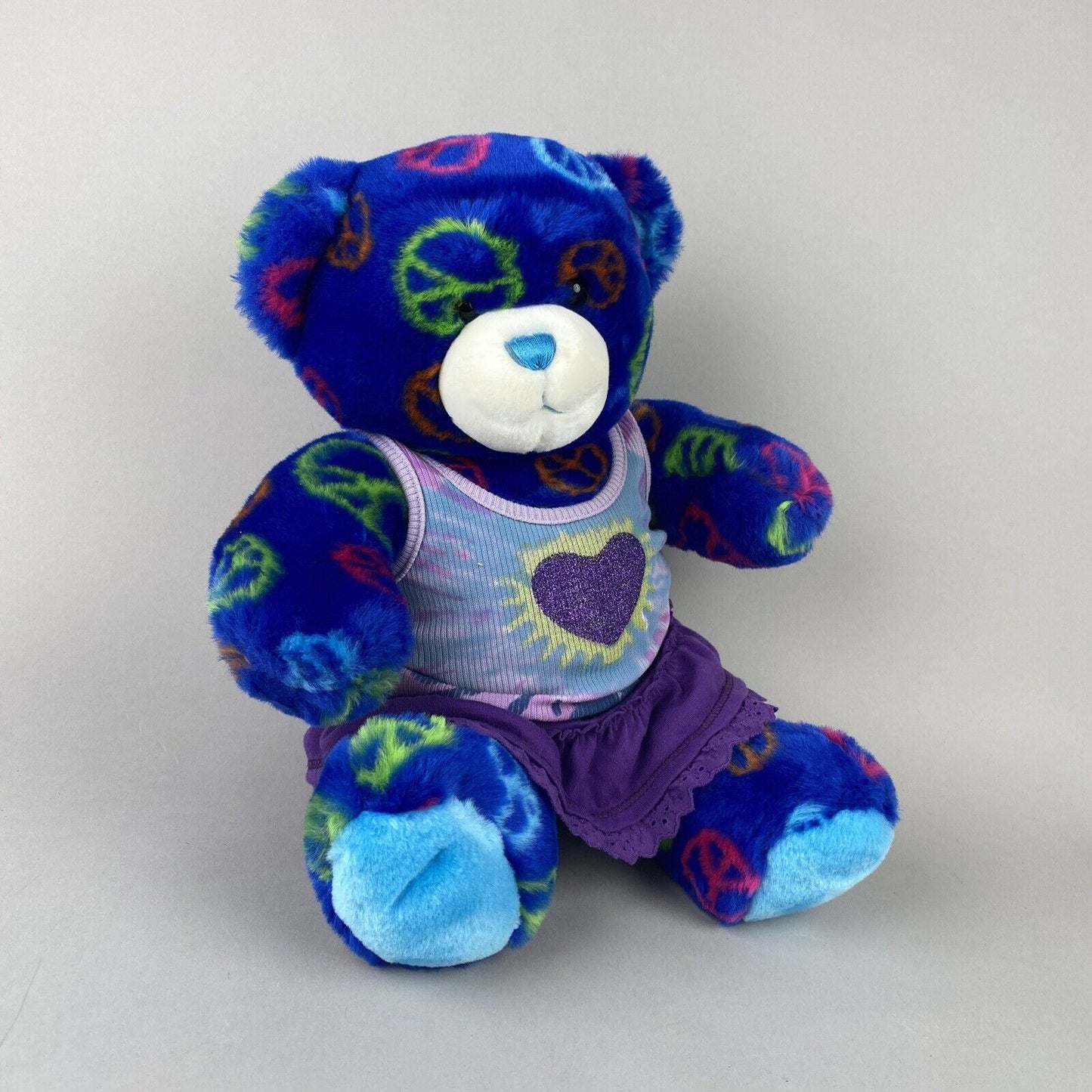 Build A Bear Groovy Peace Sign Teddy Bear Plush 14"