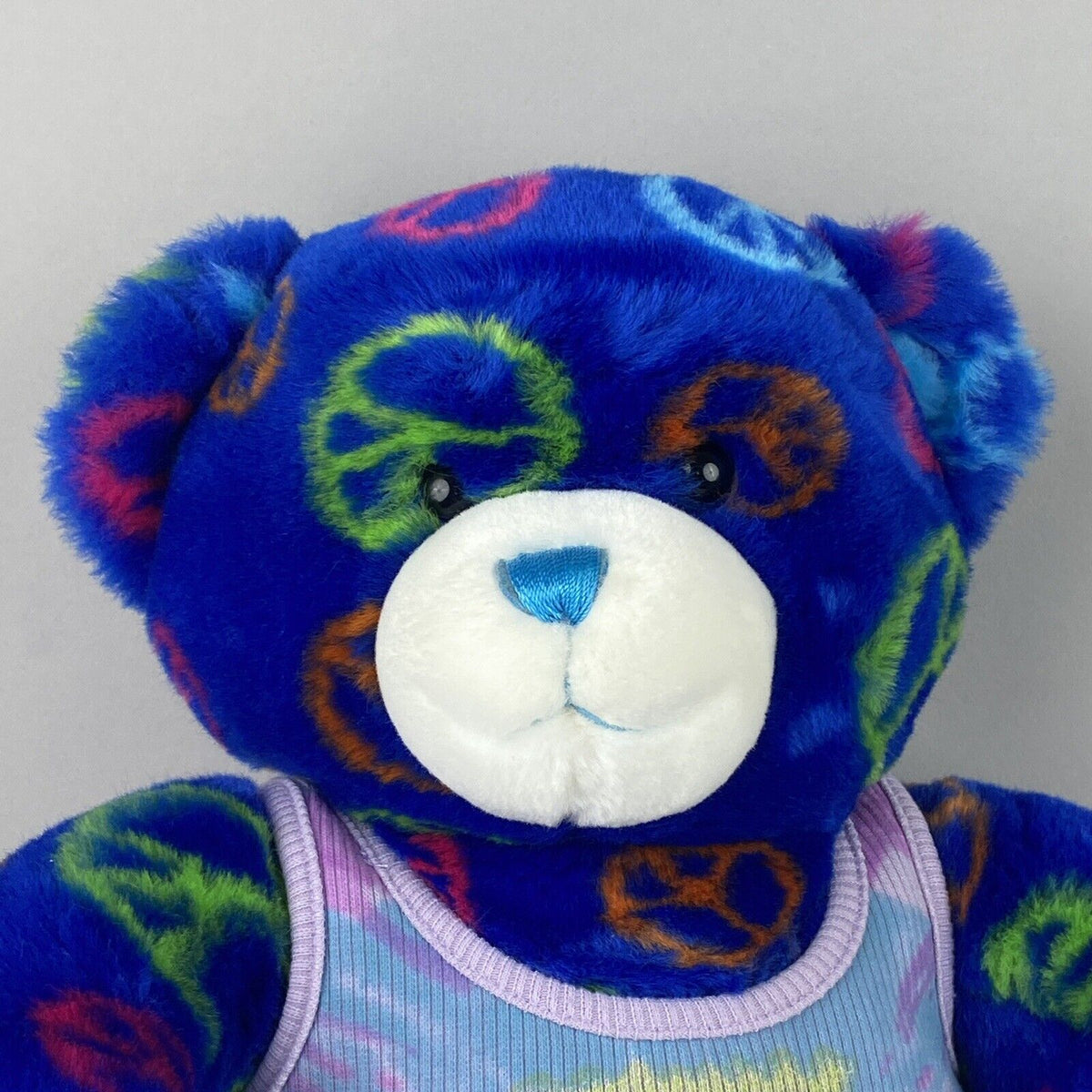 Build A Bear Groovy Peace Sign Teddy Bear Plush 14"