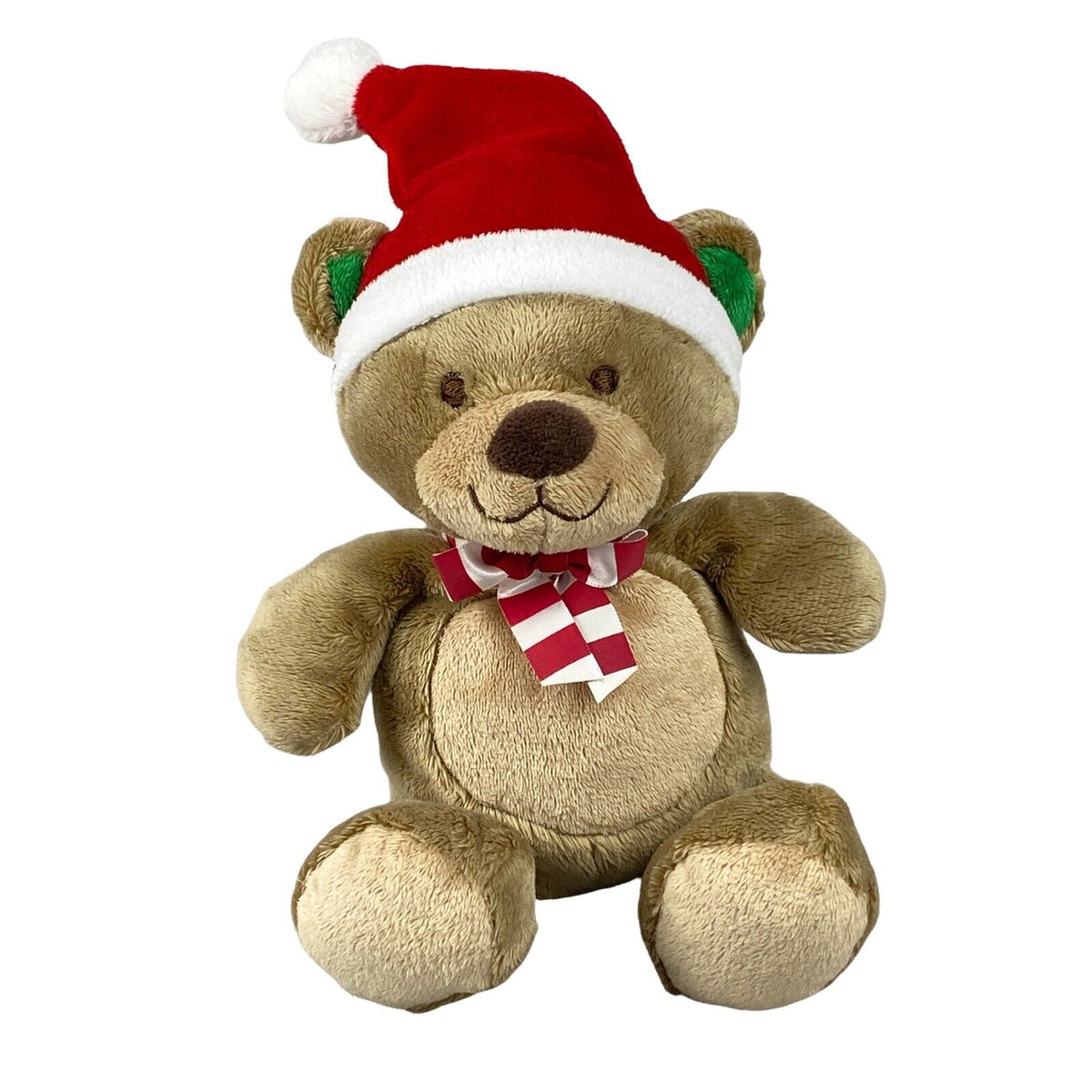 Carters Just One You Bear Plush Stuffed Animal  with Santa Hat and Scarf 7"