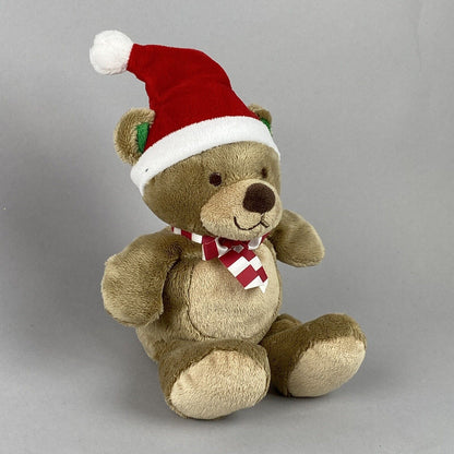 Carters Just One You Bear Plush Stuffed Animal  with Santa Hat and Scarf 7"