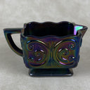 Vintage Indiana Glass Windsor Carnival Iridescent Blue Creamer & Sugar Bowl Set