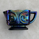 Vintage Indiana Glass Windsor Carnival Iridescent Blue Creamer & Sugar Bowl Set