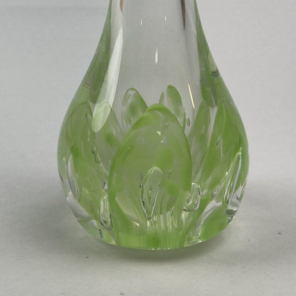 Vintage Light Green 8.5" Teardrop Bud Vase Murano Style Handblown Glass