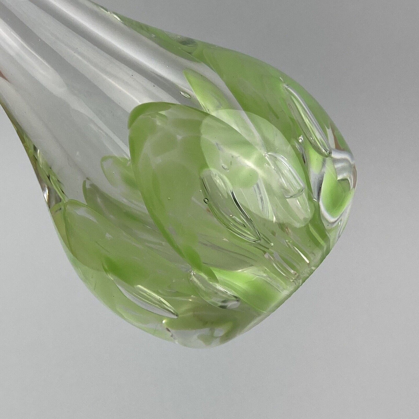 Vintage Light Green 8.5" Teardrop Bud Vase Murano Style Handblown Glass