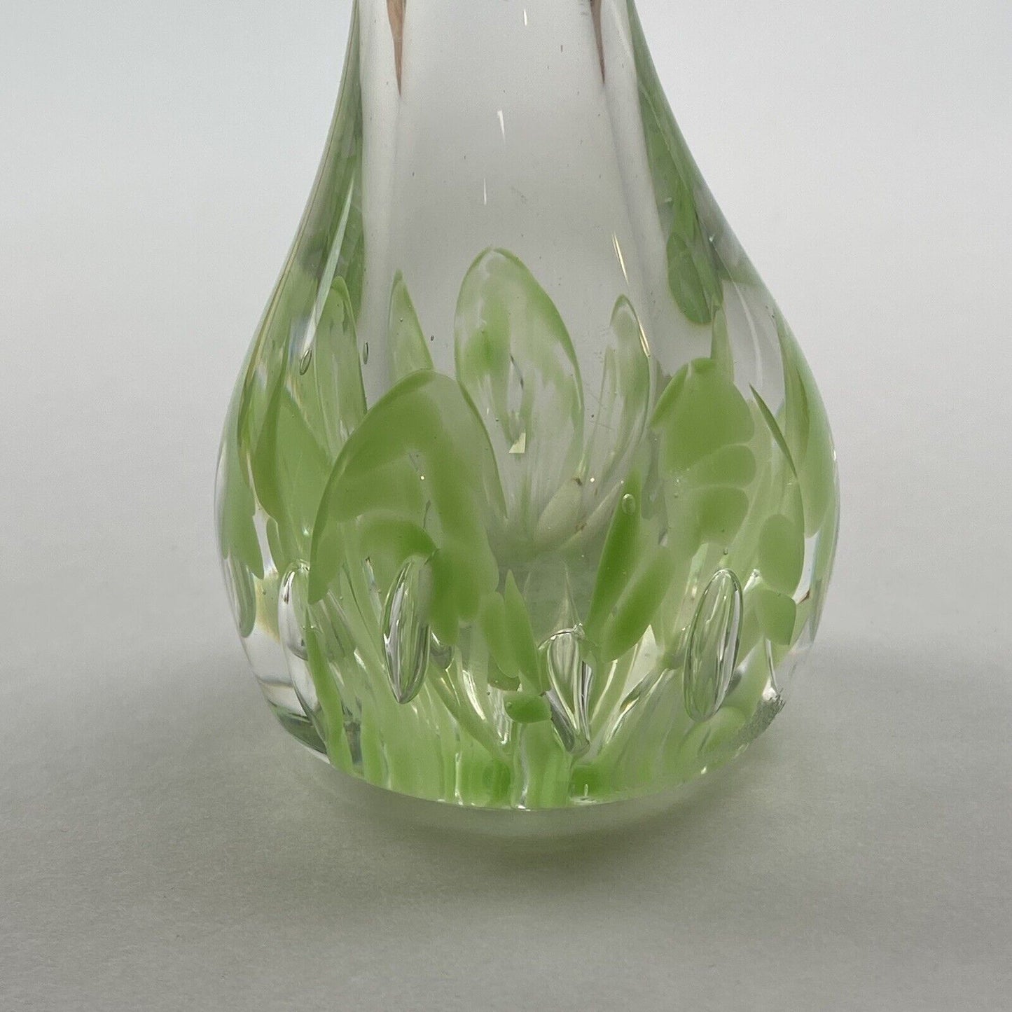 Vintage Light Green 8.5" Teardrop Bud Vase Murano Style Handblown Glass