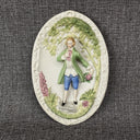 Occupied Japan Bisque Victorian Green Blue Pink Wall Hanging 3D