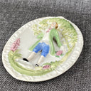 Occupied Japan Bisque Victorian Green Blue Pink Wall Hanging 3D