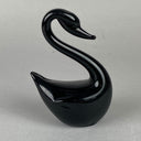 Black Glass Swan Decorative Sculpture, 4" tall,