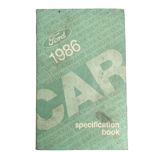 1986 Ford Car Specification Book