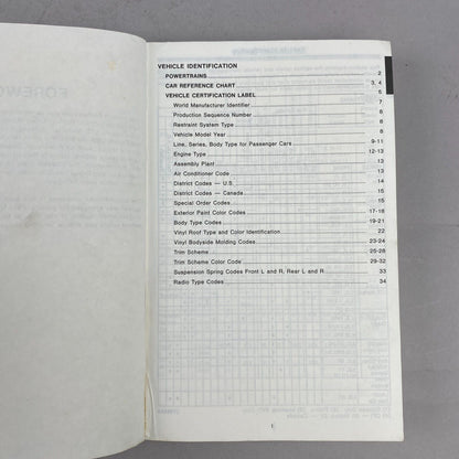 1986 Ford Car Specification Book