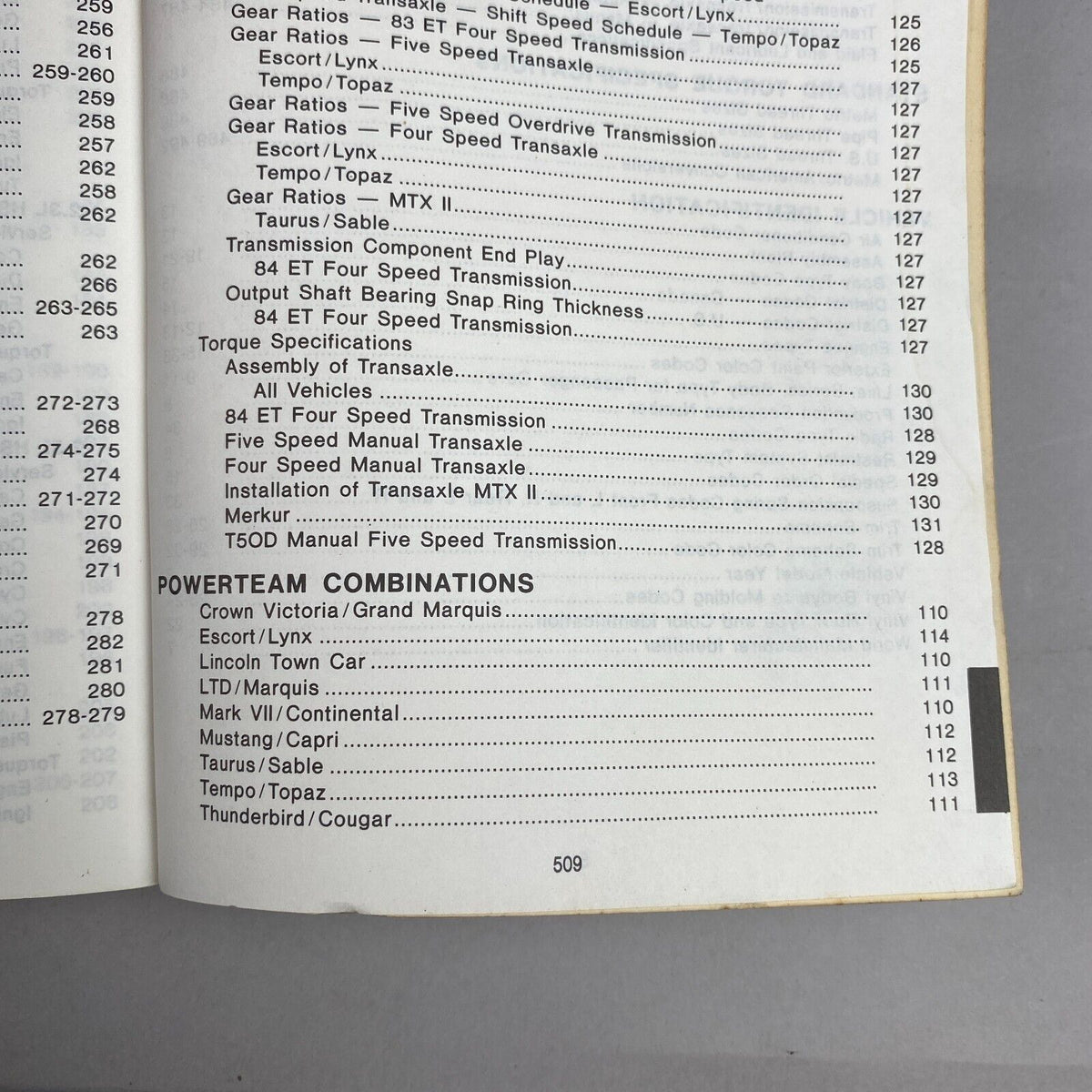 1986 Ford Car Specification Book