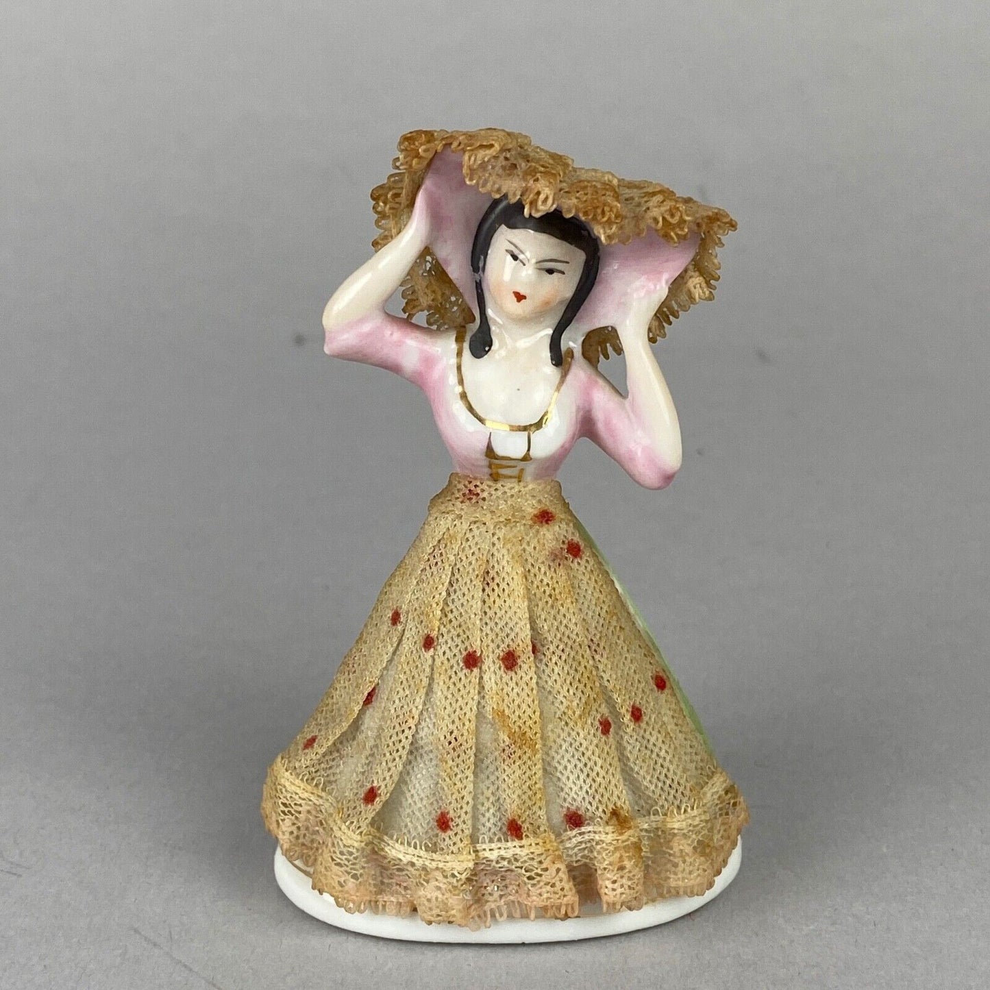 Lace doll Ceramic Figurine, 4" tall