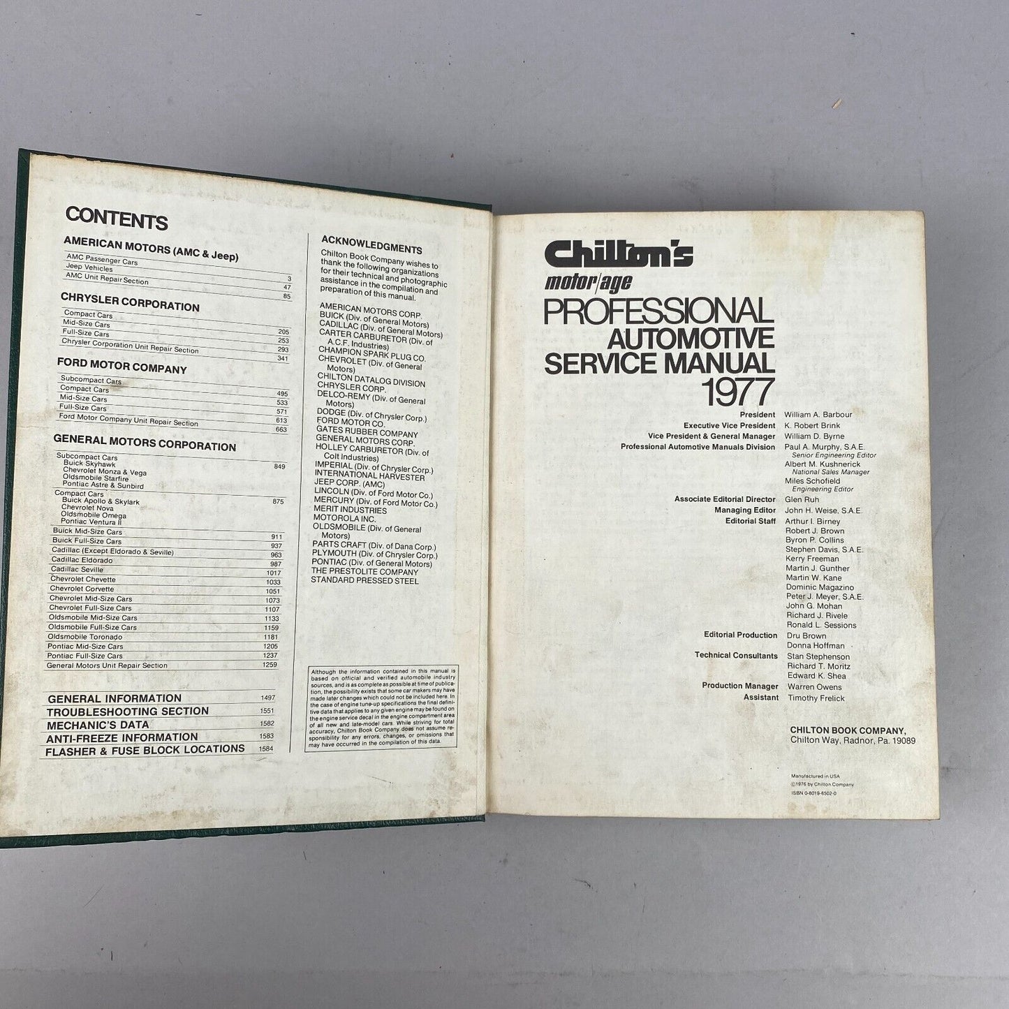 1977 Chilton's Motor/Age Professional Automotive Service Manual