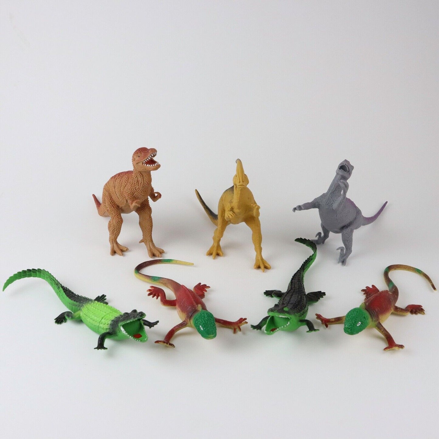 Lot of 7 - Greenbrier International Dinosaurs (T-Rex, Brontosaurus, Lizard)