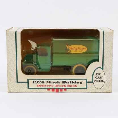 1989 Heilig-Meyers ERTL '1926 Mack BullDog Delivery'Green/yellow Truck Coin Bank