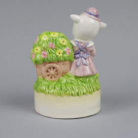 6 1/4" Schmid Music Box Pig Gardening Figurine Playing Farmer In the Dell