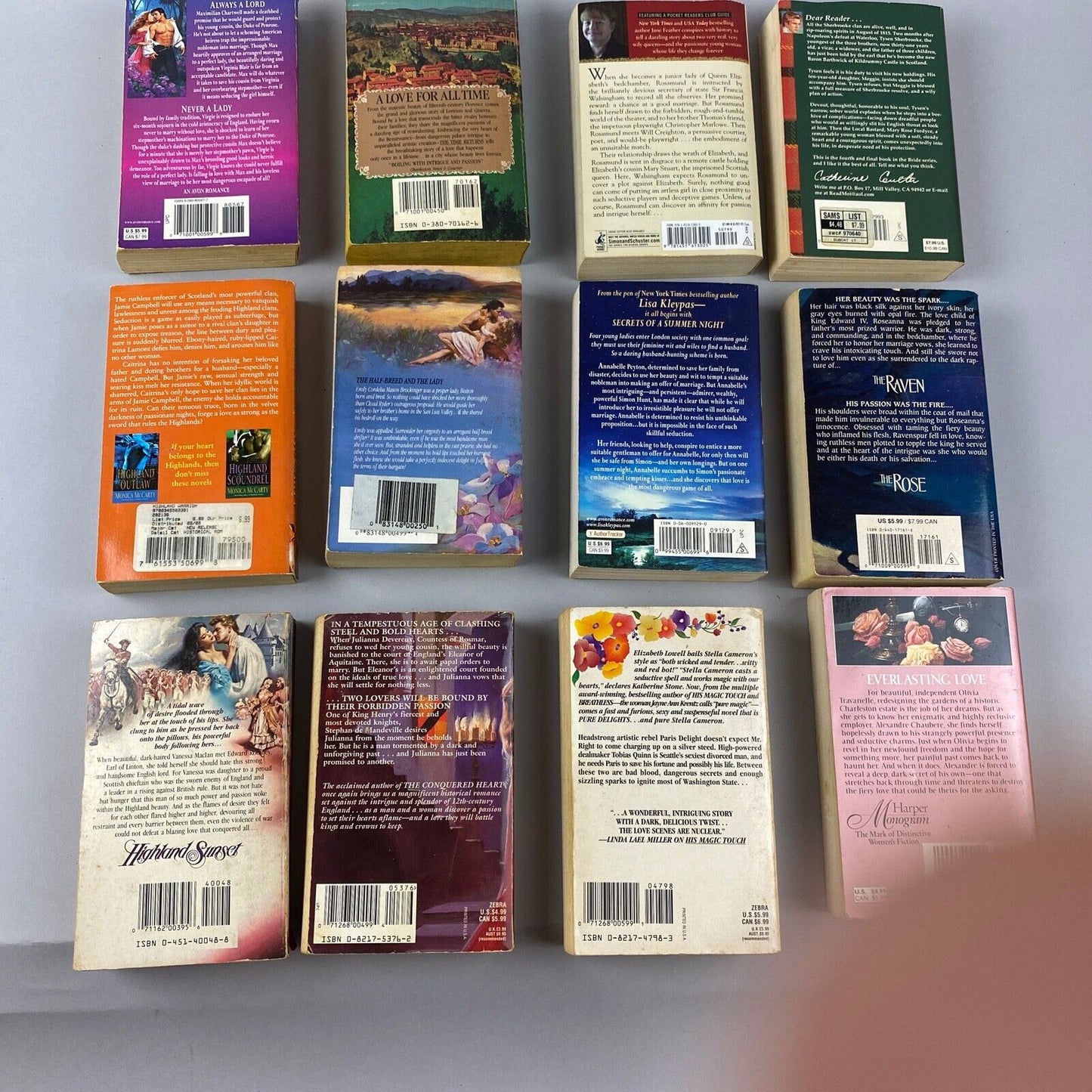 Lot of 12 Romance Novels by Various Writers: Coulter, McCarty, Cameron, etc