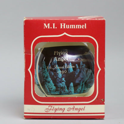 Vintage 1990 M. I. Hummel Glass Flying Angel Christmas Ornament