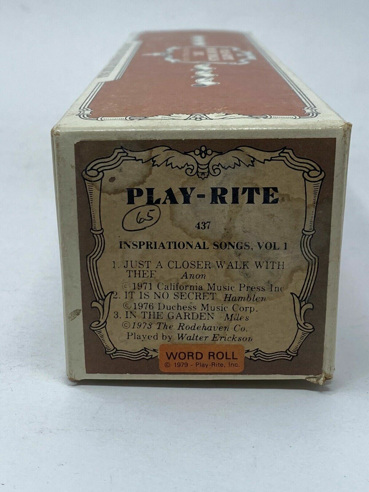 Inspirational Songs Volume 1: Play-Rite Player Piano Roll #437 (3 Songs)