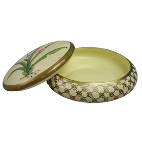 Ceramic Floral Decorative Trinket Bowl with Lid (not for food)