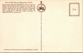 Vintage Postcard Bruton Parish Church (Official Colonial Williamsburg)