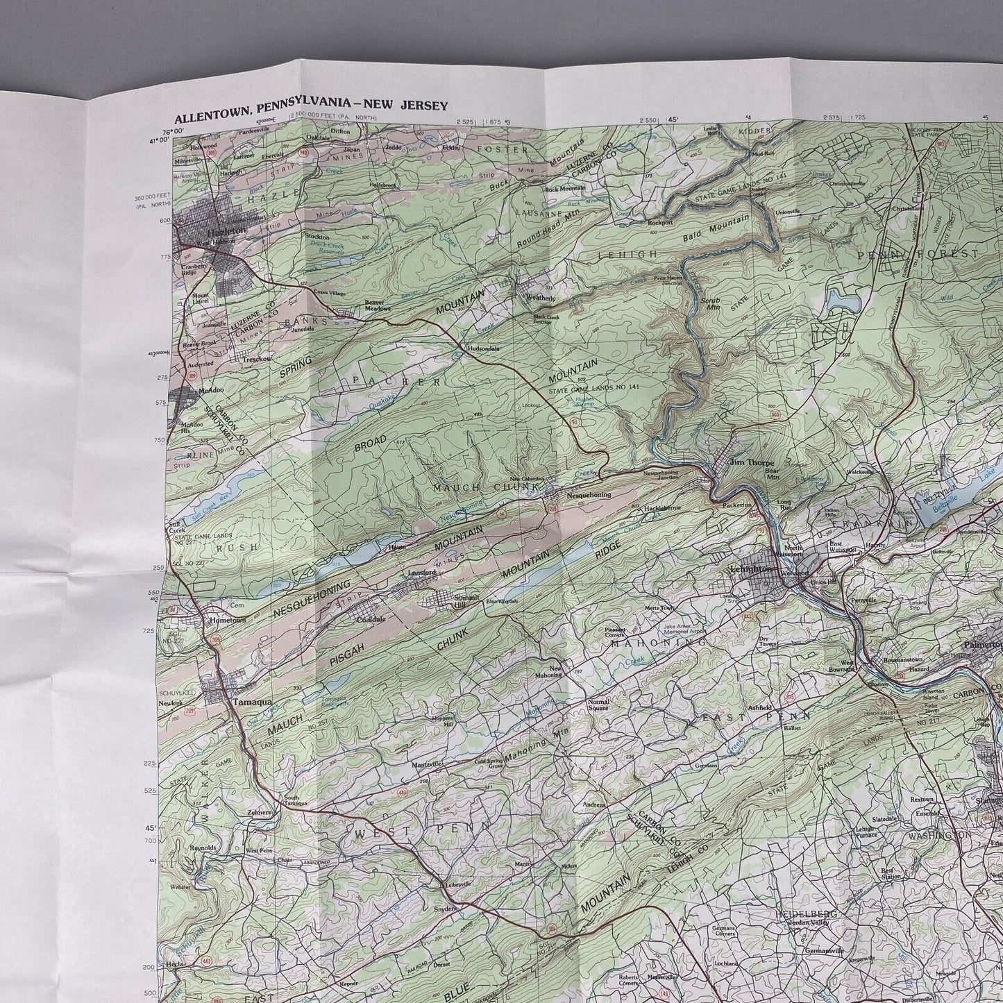 USGS Topographic Map 1984 Survey 30"x60" PA, NJ Allentown 40075-E1-TM-100