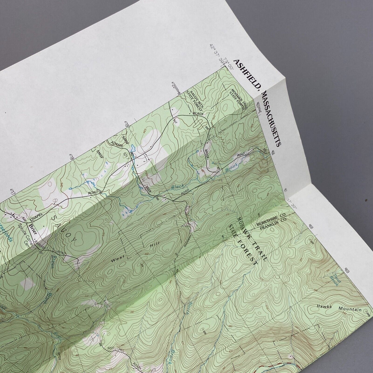 USGS Topographic Map 1990 Survey 30"x60" MA Ashfield 42072-E7-TM-025