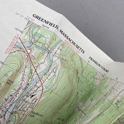 USGS Topographic Map 1990 Survey 30"x60" MA Greenfield 42072-E5-TM-025