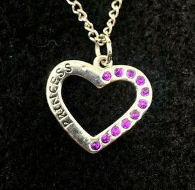 Silver Tone Disney Princess Necklace with Purple Jewels