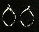 Silver Tone Twist Spiral Long Drop / Dangle Earrings