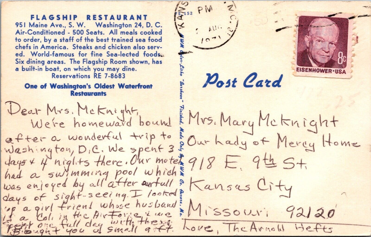 Vintage 1970s Postcard of Flagship Restaurant in Washington D.C.