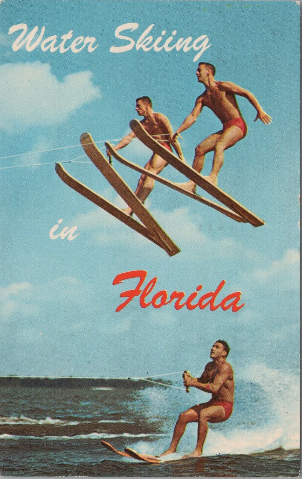 Vintage 1960s Postcard of Water Skiing in Florida