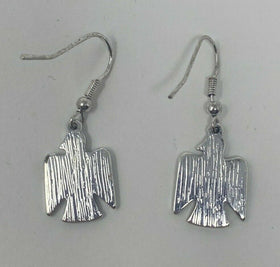 Silver Tone Bird Dangle Drop Earrings