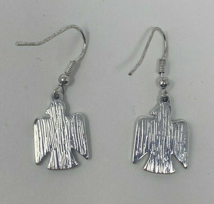 Silver Tone Bird Dangle Drop Earrings