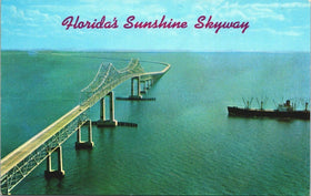 Vintage Postcard Florida's Sunshine Skyway Bridge Tampa Bay Robert Leahey