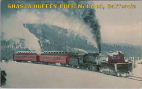 Vintage Postcard of Shasta Huffen Puff Train, McCloud, California