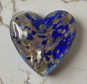 Royal Blue and Gold Colored Heart Shape Pendant