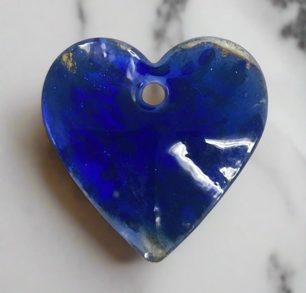 Royal Blue and Gold Colored Heart Shape Pendant