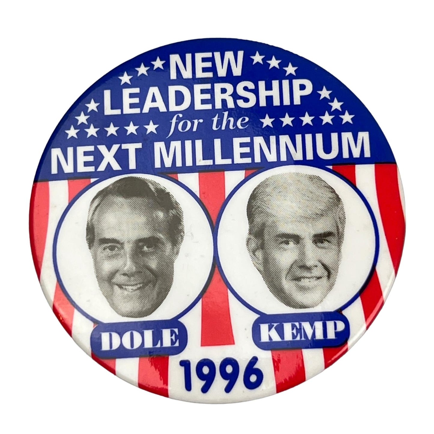 Vintage Pinback 3" Metal Button - Dole Kemp, New Leadership for Next Millennium