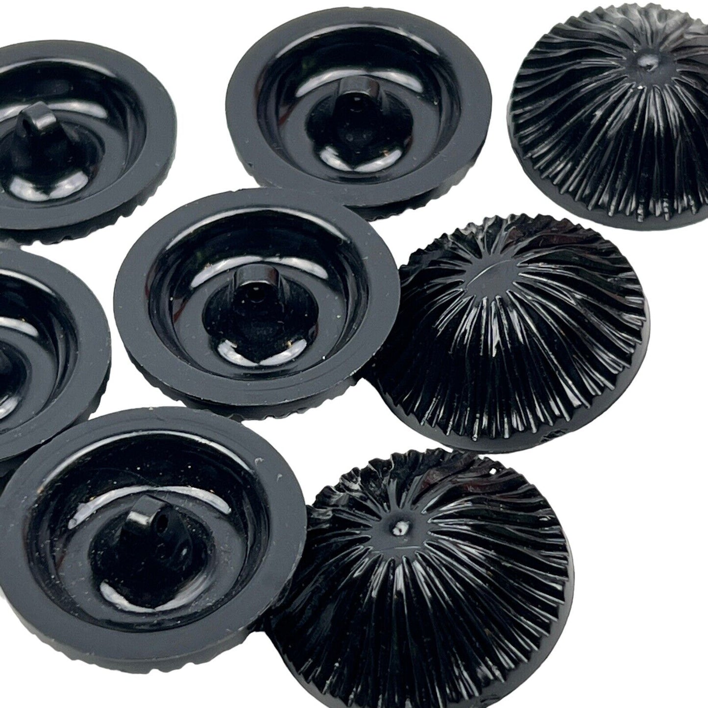 Lot of 8 - Vintage Plastic Black 1.5" Button