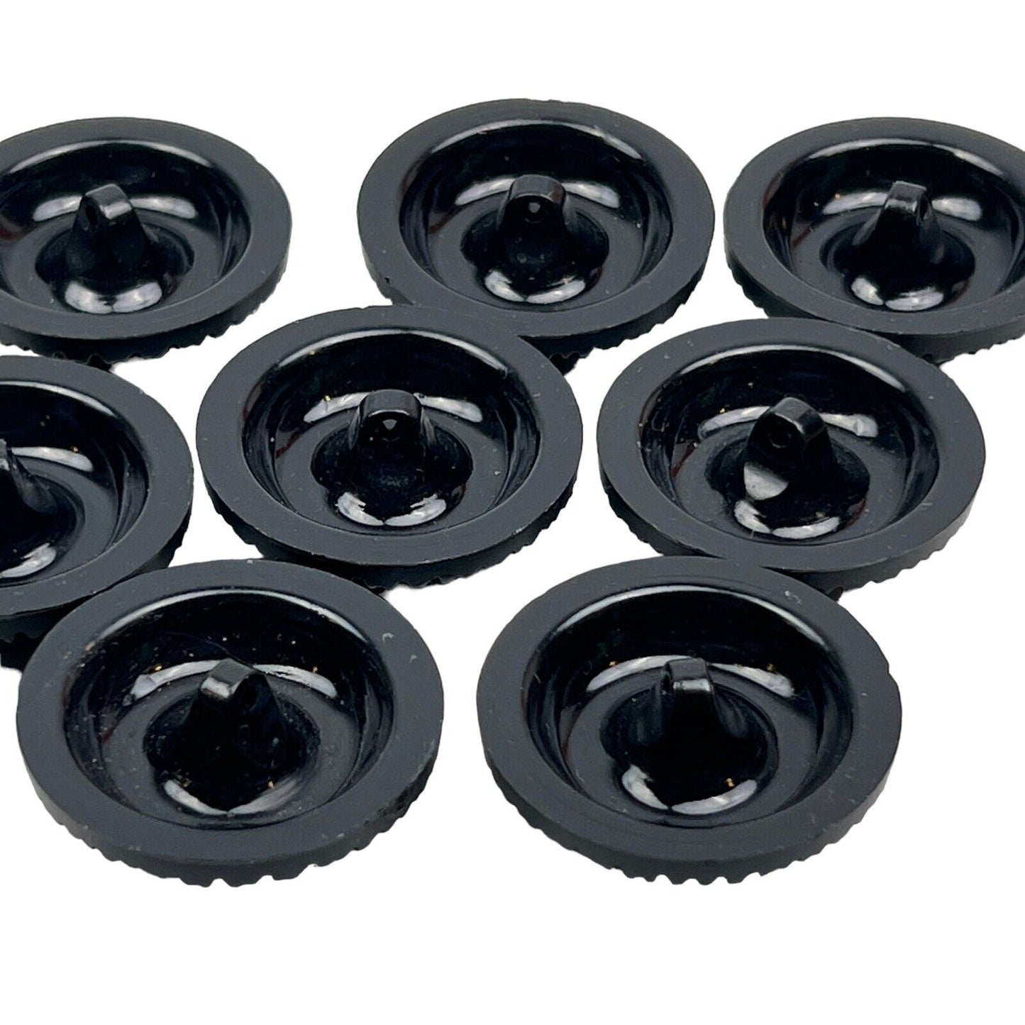 Lot of 8 - Vintage Plastic Black 1.5" Button