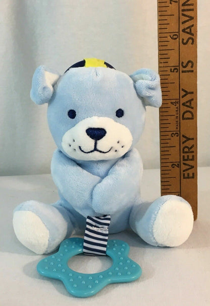 Child Of Mine Carters Blue 5" Plush Puppy Dog Bulldog Teether Chime Baby Toy