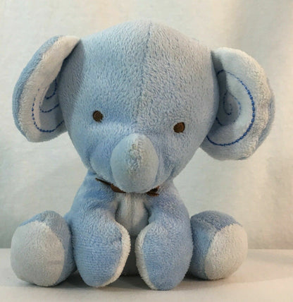 6" Retired Prestige Fisher Price Plush Velvety Sky Blue Baby Elephant Sewn Eyes