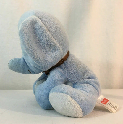 6" Retired Prestige Fisher Price Plush Velvety Sky Blue Baby Elephant Sewn Eyes