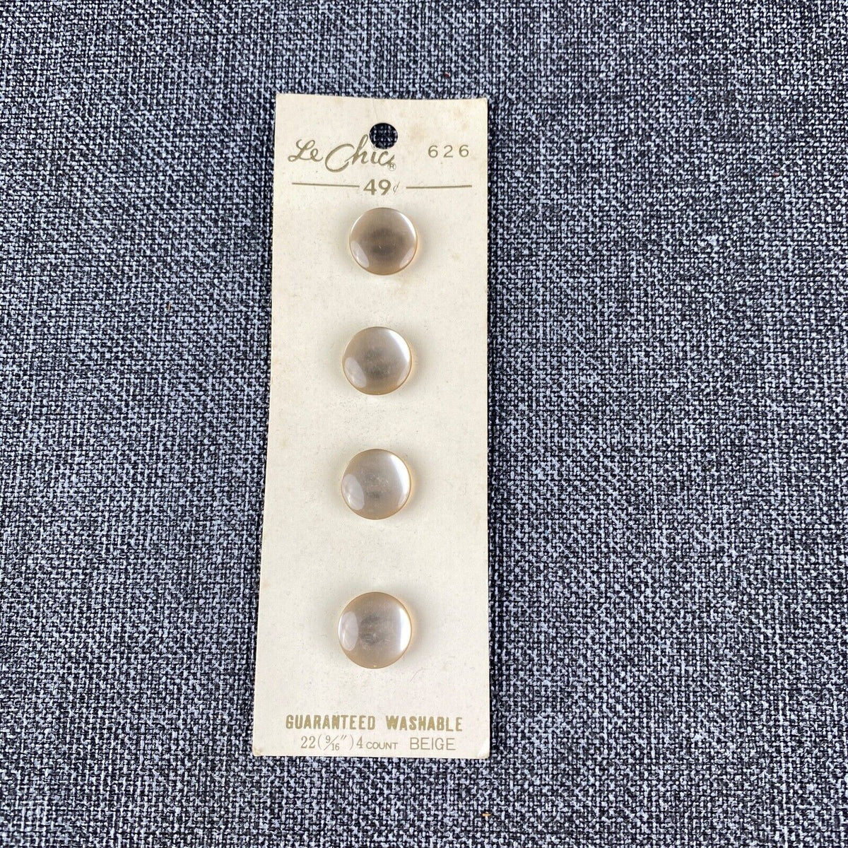 Le Chic B. Blumenthal & Co 4 Beige Buttons Original Card 626 22MM 9/16" Washable