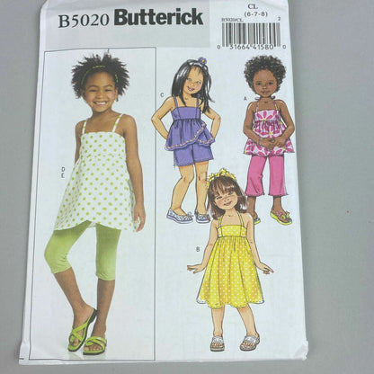 Butterick Girls Top, Shorts, Dress Uncut Sewing Patterns B5020