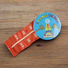 Vintage 3" Button Pinback Six Flags Great Adventure “I rang the bell”