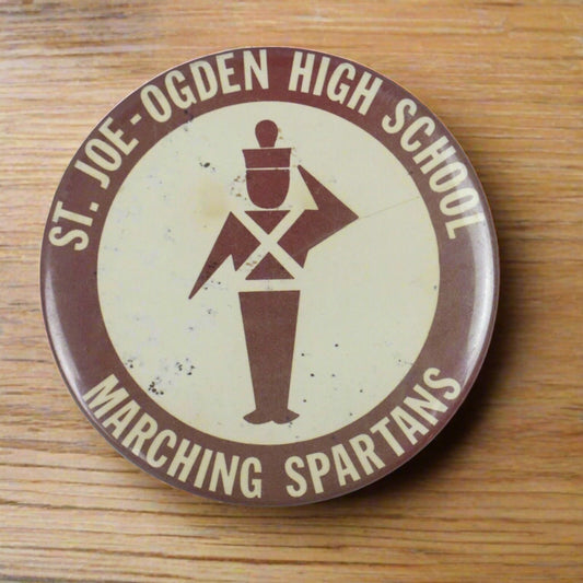 Vintage 3" Button Pinback St. Joe - Ogden High School Marching Spartins (UT)